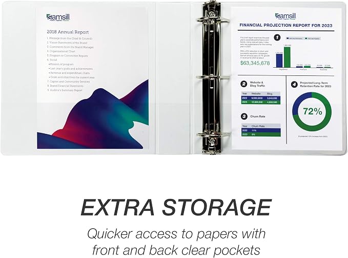 Samsill Durable 2 inch 3 Ring Binder, D Ring Binder, 100% Recycled Chipboard, White, Pallet of 384 Binders in 32 Cartons