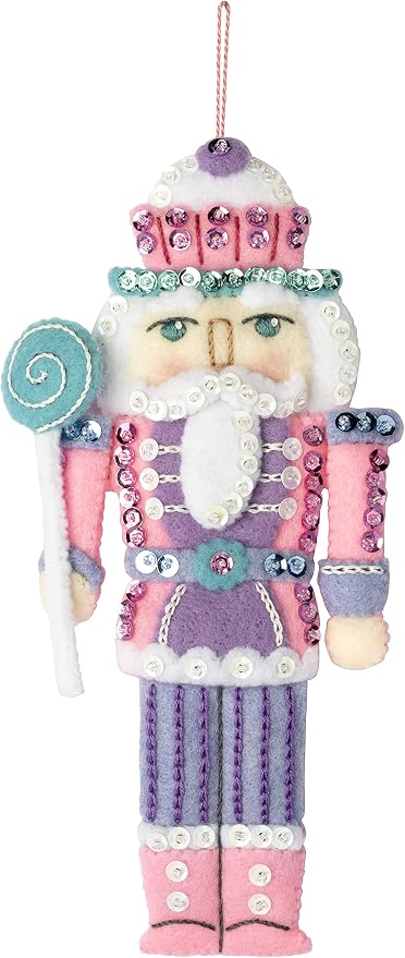 Bucilla Felt Applique 6 Piece Ornament Making Kit, Nutcracker Sweet, Perfect for DIY Arts and Crafts, 89292E