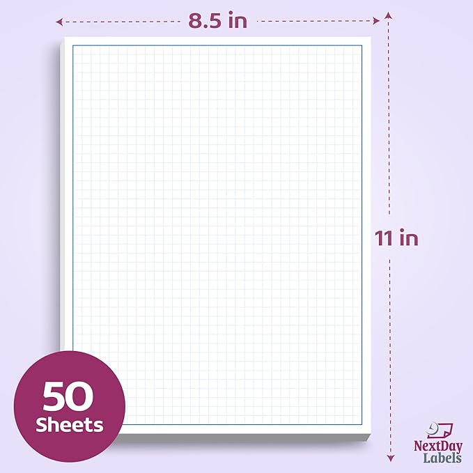 Graph Paper Pad for Blueprint Drawings, Drafting, Engineering Drawing, and Planning - Graph Paper 8.5x11 Blueprint Quadrille Grid Paper Pads with Blue Lines, High Brightness 50 Sheets (1-Pack)