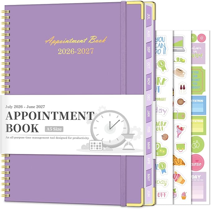 Appointment Book 2026-2027, 30-Minute Interval Hourly Planner, 6.3"×8.6"