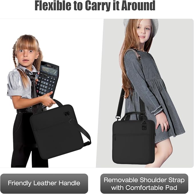 MoKo Zipper Binder, 2 Inch 3 O Ring, 5 Tab File Folders, 500 Sheets, Black | Water-repellent 900D Oxford fabric with 5 folders, 2 mesh pocket, reinforced handle and adjustable shoulder strap.