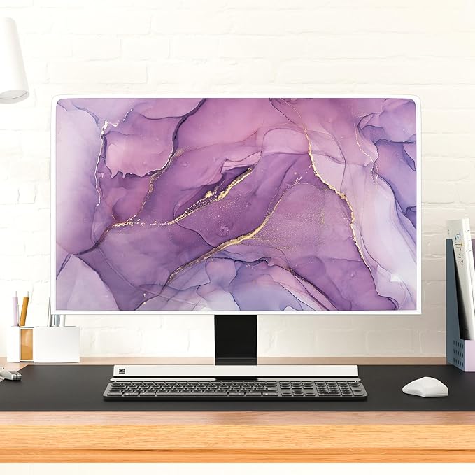 Baocicco Fashion Violet Marble Waterproof TV Dust Cover 75 Inch Anti-Static Dustproof Creative Design TV Screen Cover TV Screen Covers Sleeve Compatible with PC Desktop and TV LED LCD OLED