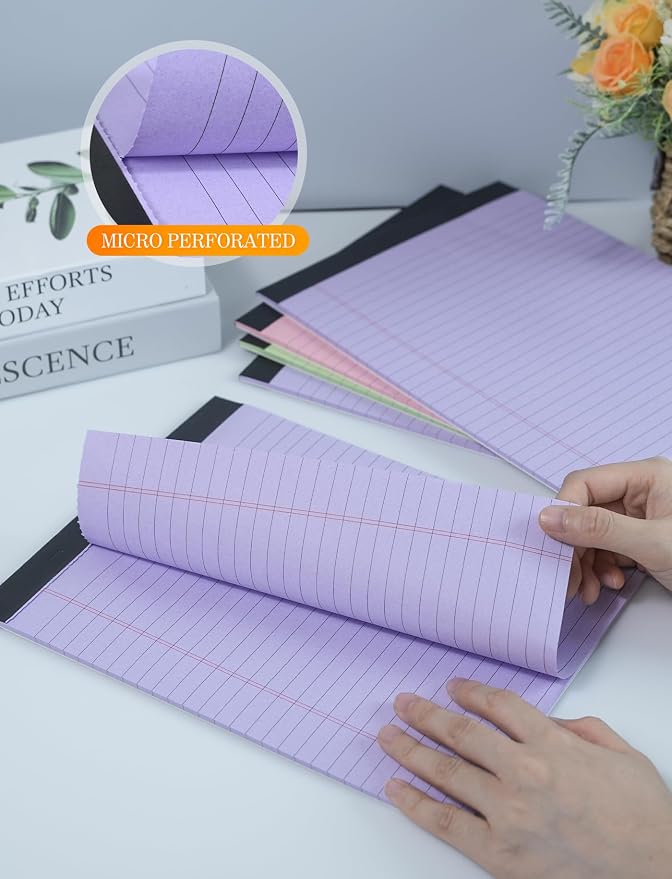 Colored Legal Pads 8.5 x 11, 6 Pack Writing Pads Note Pads College Ruled