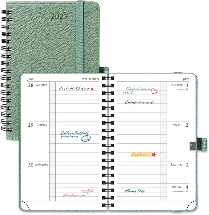POPRUN 2027 Pocket Calendar, 4" x 6.25" Small Weekly Planner, Mini Agenda