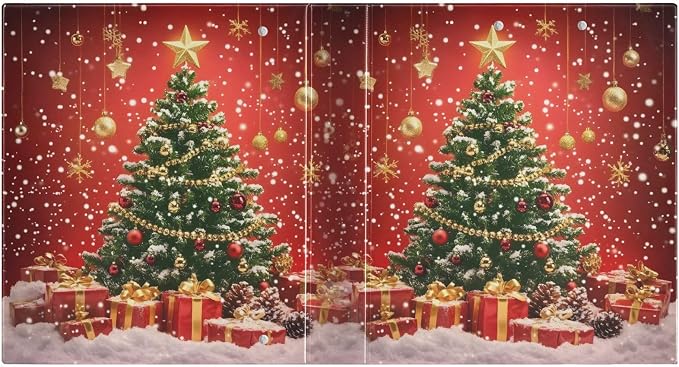 Christmas Tree Gift Box 3 Ring Binder with 2 Interior Pockets 1.5 inch Binders 3 Ring Heavy Duty Fit 8.5" x 11" Letter Size for Office School, 2 Pack