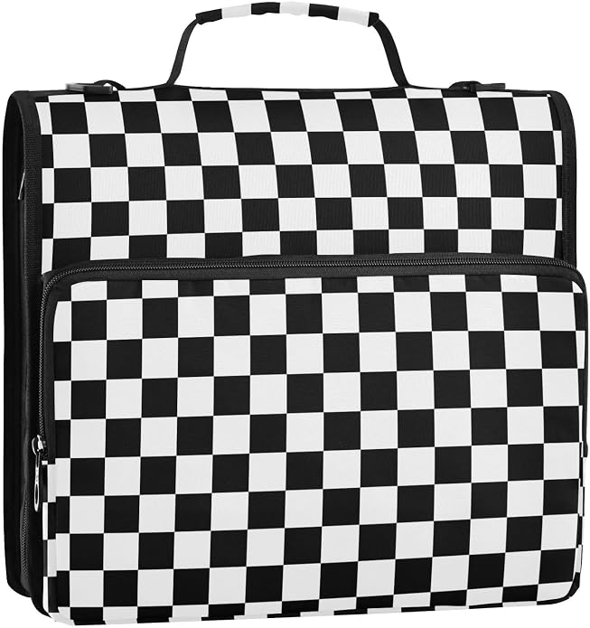 Zipper Binder Bag 3 Ring File Folder Portfolio Organizer Zippered Binder Bags with Strap Fits Laptop Women Men