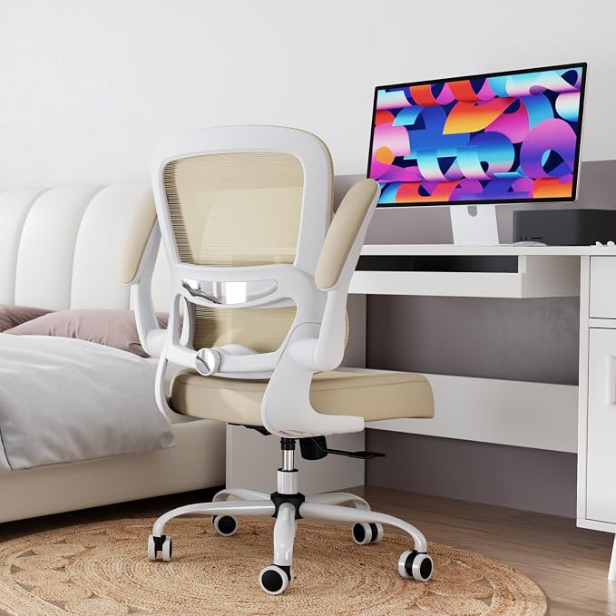 TRALT Office Chair Ergonomic Desk Chair - Gaming Chair with Lumbar Support | 330 LBS Home Office Desk Chairs with Headrest, Reading Chair with Flip-up Armrests, Comfortable Computer Chairs (1, Greige)