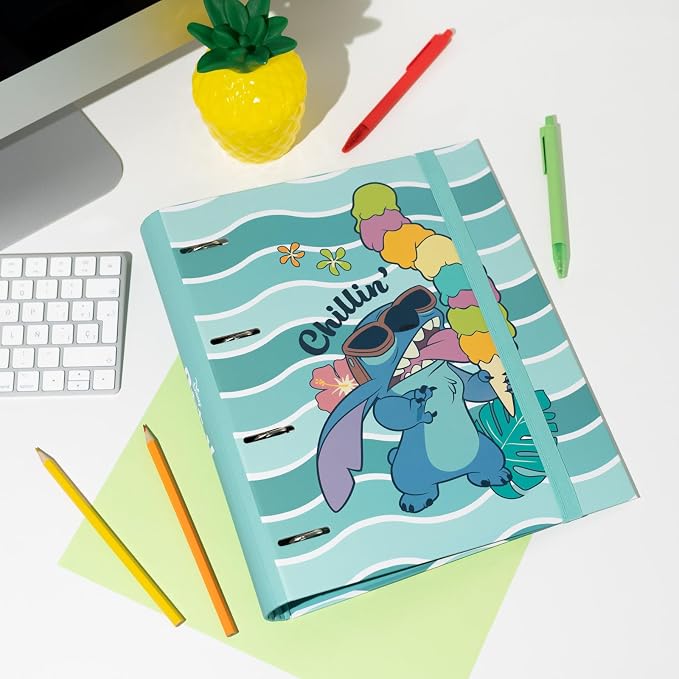 Grupo Erik Disney Stitch 4 Ring Binder A4 - Stationery Gifts, Merchandise | A4 Folder with Elastic closure, School Folders for Paperwork A4, Back to School Supplies | Disney Stitch Merch, Gift