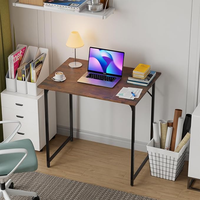 FDW 32 inches Office Small Computer Desk/Home Office Desk/Study Student Writing Desk/Modern Simple Style Desk,Brown