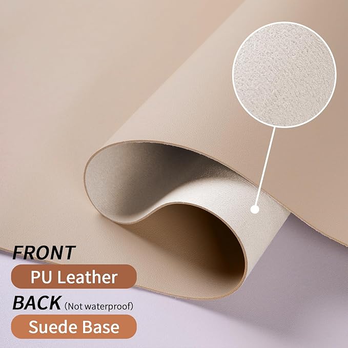 Leather Desk Pad, Mouse Pad, Non-Slip Desk Protector Mat, Leather Desk Blotter, Computer Desk Pad, Waterproof Desk Mat for Office Home Decor - Beige (31.5×15.7 Inches)