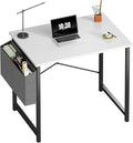 OLIXIS Small Computer Desk, 31 Inch Gaming Desks for Home Office | Writing Study Craft Work Table, Computer Workstation for Bedroom Small Spaces with Storage Bag, White and Black