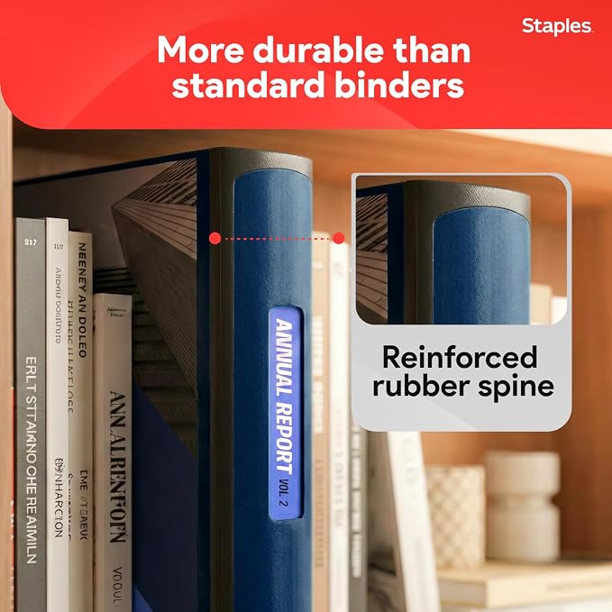 Staples Better Binder, 2-Inch 3-Ring, Blue, Heavy-Duty | Reinforced binder built for school and office document organization.