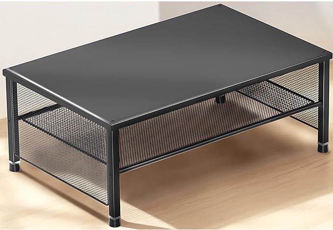 ECOLOVI 2-Tier Computer Monitor Stand Riser, Printer & Laptop Stand, Office Desk Accessories, Workspace Desk Organizer for Home Office Supplies, Black