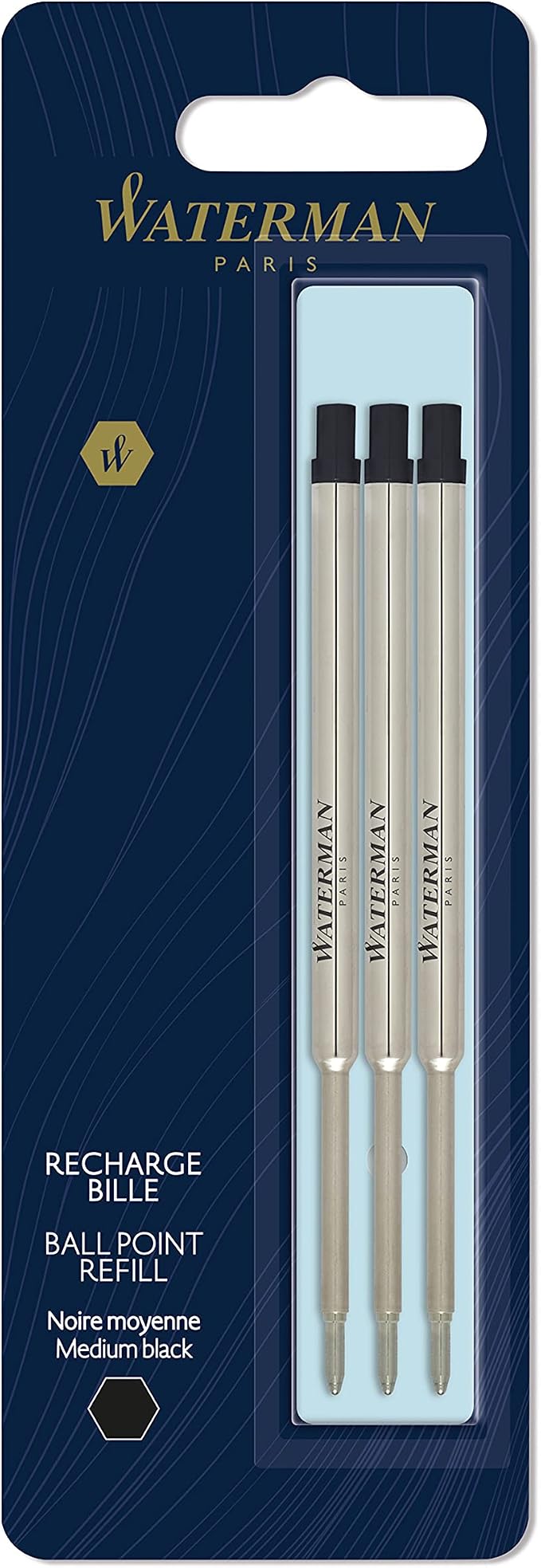 Waterman Ballpoint Pen Refills | Medium Point | Black Ink | 3 Count