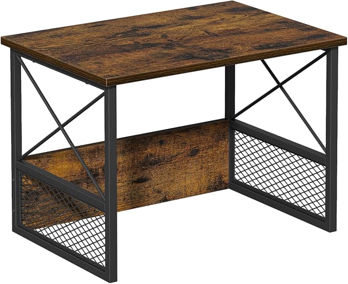 Printer Stand for Desk, Desktop Printer Stand Shelf Organzier for Home Office, for Above and Under Desk, Fax Machine Copier Scanner, Rustic Brown
