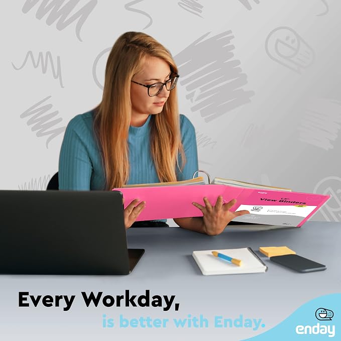 Enday 1.5 Inch Binder (24 Pack - Pink) 3 Ring Binder 1.5 inch with Clear View Cover and 2 Inside Pocket - for Letter Size 8.5 x 11'' Paper, Ideal for School Supplies, Office, and Home