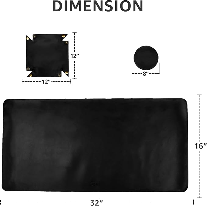 LEATHER VILLAGE Real Leather Desk Pad 3mm Thick Double Layer Desk Mat Black | 32''x16'', Cover Blotter Large Full Grain Protector for Keyboard, Mouse & Laptop, Office Table Mat & Desktop Accessories