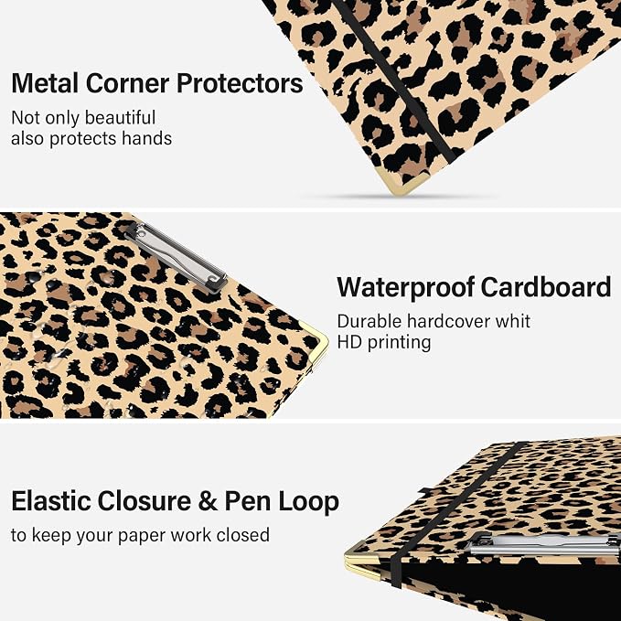 3 Ring Binder 3 Inch Ring, Three Ring Binders for Letter Size 11" x 8.5" with 6-Tab Dividers, 2 Pockets, Binder with Clip for School and Office Supplies-Cheetah Spots