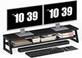 HOOBRO 2-Tier Dual Monitor Stand Riser, 39 Inch Large Computer Monitor Stand for 2 Monitors, Computer Monitor Riser, Desk Shelf Organizer for Office Desk, Accessories, Black BB122CJ01