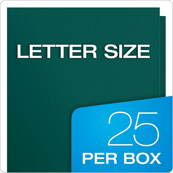 Oxford Twin-Pocket Folders, Textured Paper, Letter Size, Teal, Holds 100 Sheets, Box of 25 (57555)