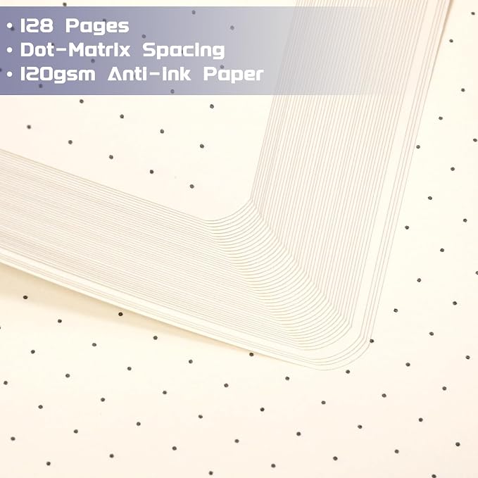 Dotted Journal/Notebook - Dot Grid Hard Cover Notebook, 5.3'' x 8.26''