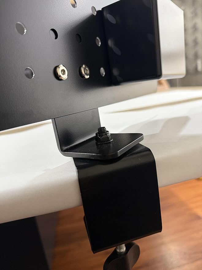 Steel Metal Clamp-on Desk Pegboard 16 x 16 Inch Privacy Panel, 360 Degree Rotation, Desktop Organizer, Black Desk Organizer Office Desk Accessories Peg Board with Hooks Office Organization Decor