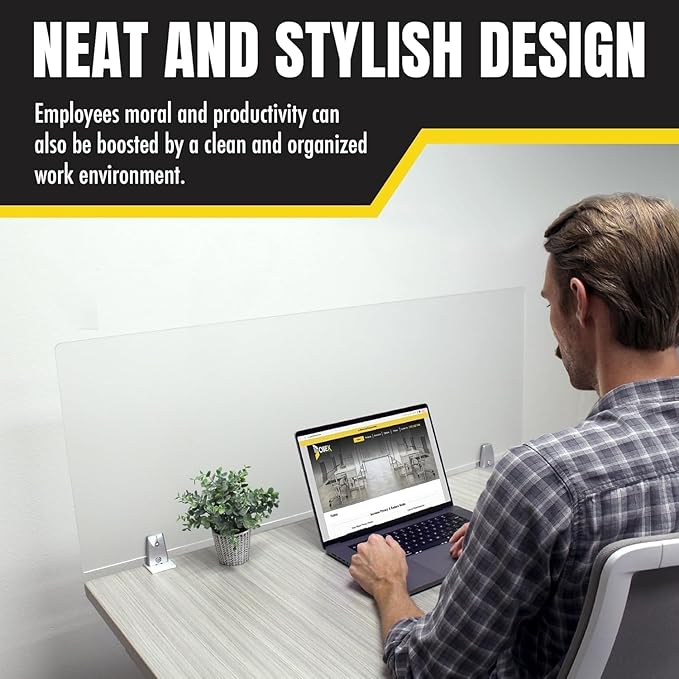 OBEX Frosted Acrylic Desk Mounted Privacy Panel, 24" x 36", Frosted
