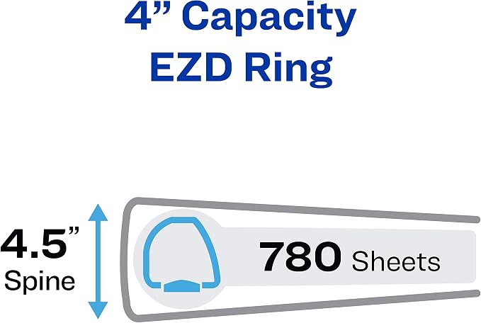 Avery Heavy-Duty 3 Ring Binder, 4 Inch One Touch EZD Rings, 4.5 Inch Spine, 1 Red Binder (79584) (Pack of 4)