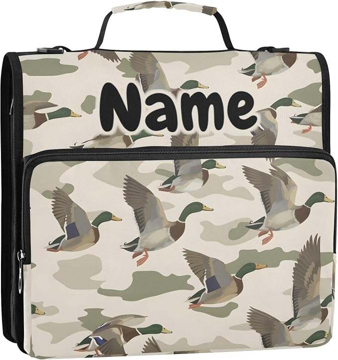 Custom Wild Duck Background 3 Ring Binder Bag 1.5 inch Personalized Name Binder Organizer 500 Sheet Documents Storage for School Office