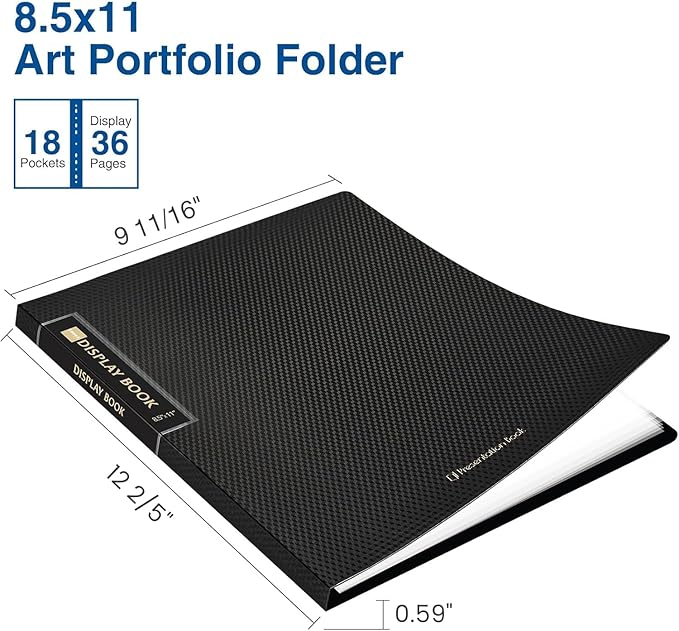 Sooez Binder with Plastic Sleeves 18-Pocket, Displays 36 Pages, 8.5"x11" | Presentation Folders with Clear Sheet Protectors, Art Portfolio Binder for Certificate & Office Project, Document Organizer
