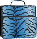 3 D-Ring Zipper Binder Bag, Blue Tiger Stripes Black Pattern Removable Binder with Zipper Case Hold 300+ Sheets& 13 Inch Laptop for School Office Supplies Organizer