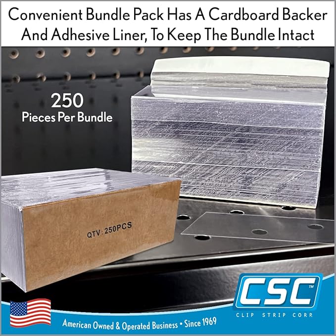 Price Data Channel Label Holder Chips, Clear Plastic Tags, 3" L x 1.25" H, 10 Mil Thick, Gondola Shelf Edge, Reusable, Made for Point of Purchase Shelf Molding by Clip Strip Corp.