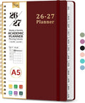 Taja Planner 2026-2027, 6.3" x 8.5" Calendar Planner, Jul 2026-Jun 2027 | A5 Hardcover Weekly & Monthly Academic Year Planner, Large Planning Agenda With Tabs, School & Office Supplies, Burgundy
