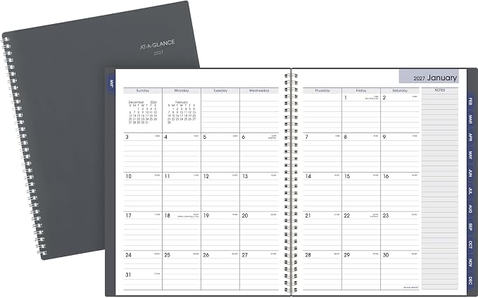 AT-A-GLANCE 2027 Appointment Book Planner, Weekly & Monthly, 8.5" x 11", Quarter-Hourly, DayMinder, Gray (GC5200727)