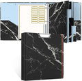 Rouidr 3 Ring Binder, 2 Inch Round Ring Binder Organizer with Clipboard, 5 Dividers Tabs, A4 8.5 x 11 Inch Paper & Clear Sleeves for School, Office Supplies, Black Textured Marble