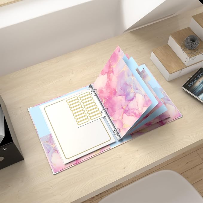 Rouidr 3 Ring Binder with clipboard, 1 inch 8.5 x 11 in Letter Size View Binders Organizer with Dividers Tabs & Clear Sleeves, School Supplies, Office Supplies