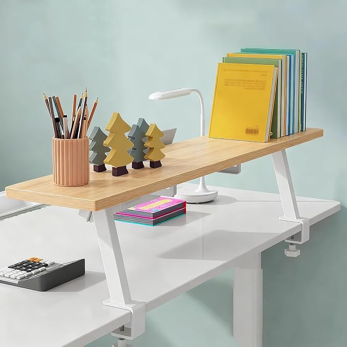 Clamp On Desk Shelf, Adjustable Desktop Extender Storage Organizer | Space Saving Desk Shelf No Drill For Office, Dorm, Home Desk Organization (23.6 x 7.8 in)