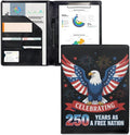 Dreaweet 250th Anniversary Portfolio Padfolio Organizer Binder with Clipboard,Patriotic Eagle Leather Business Interview Resume Document Holder Folder Planner Organizer for Office Conference Notepad