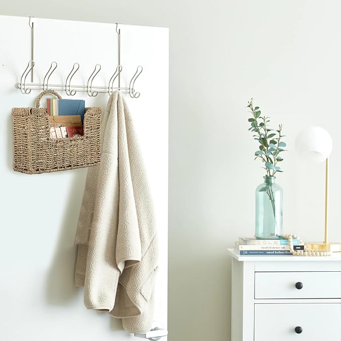 BTSKY Woven Hanging Magazine Holder, Seagrass Magazine Basket, Wall Mounted Storage Basket for Books & Files, Wall File Organizer Magazine Rack with Handle for Home & Office - 12x4.3x7.9 Inch