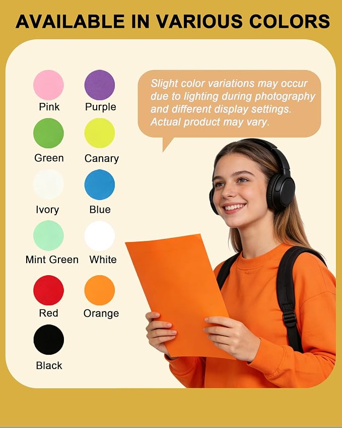 Veritas Orange Colored Cardstock, 8.5" x 11" Colored Card Stock, 110LB/199GSM Printer Paper, 100 Sheets, Colored Multi-Purpose Paper, for Inkjet & Laser Printing, Invitations,Art Projects & Crafts