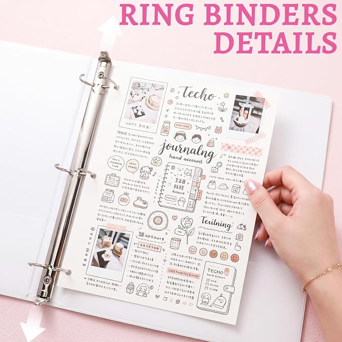 Marspark 6 Pack 3 Ring Binders 1.5 Inch Composition Notebook Pastel Color School Binder Set with Clear View Cover Fits 8.5'' x 11'' Letter Size Paper for School Office Home, 350 Sheet Capacity