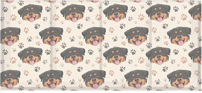 Rottweiler Dog Paw Print Acrylic Pencil Pen Holder Desk Accessories Holder, Cosmetic Brush Organizer Modern Design Desktop Stationery Organizer for Office School and Home 7.87 x 2.48 x 3.54 In