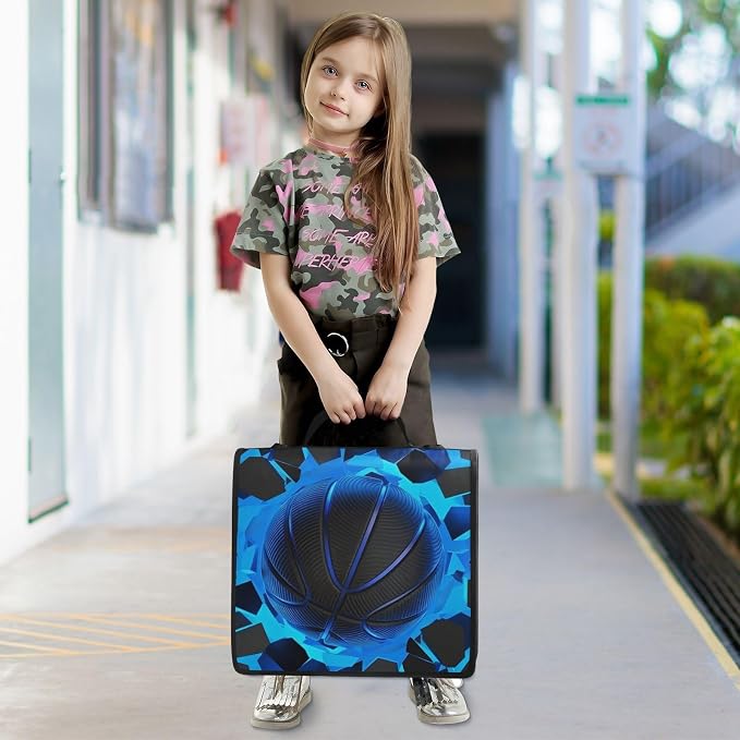 Custom Blue Basketball 3 Ring Binder Bag 1.5 inch Personalized Name Binder Organizer 500 Sheet Documents Storage for School Office