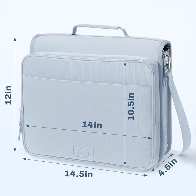 SUNEE Zipper Binder 3 Ring 2-Inch in Dusk Blue Features a Shoulder Strap, 13 Inch Laptop Pocket, with Multiple Storage Pockets. Ideal Organizer for Middle School Students