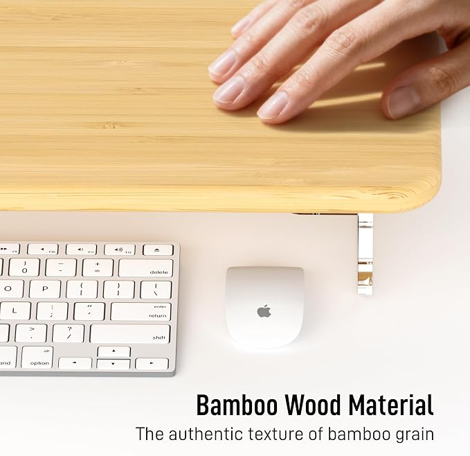 AFOOYO Bamboo Monitor Stand Riser, 31.5 In Computer Riser Desk Organizer | Desk Organizer Adjustable Arylic Feet Computer Monitor Stand, Desk Shelf for Office