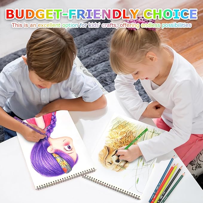9" x 12" Sketch Book, 4-Pack 50 Sheets Spiral Bound Art Sketchbook, Acid Free Artist Drawing Paper Pad for Kids Adults, Party Art Supplies, Ideal Gifts for 8 9 10 11 12 13 14 Year Old Girl
