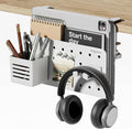 Under Desk Storage Organizer, Laptop Holder for 0.4"-2.2" Desk Edge, White | Holds 22lbs, Clamp on Desk Organizer with Pegboard Design, Fits 0.4"-2.2" Desktop Edge