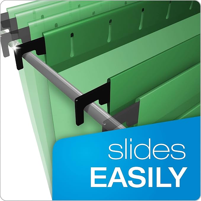 Pendaflex SureHook Reinforced Hanging Folders, Letter Size, Bright Green, 1/5 Cut, 20/BX (6152 1/5 BGR)
