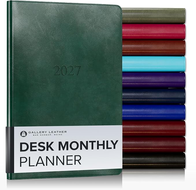 Gallery Leather Desk Monthly Planner 2026-2027 Acadia Green