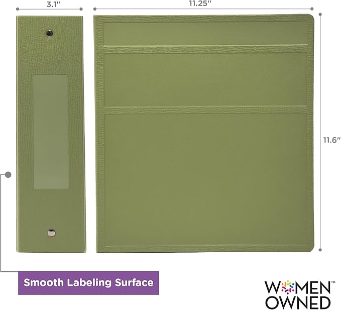 Carstens 3-Inch Heavy Duty 3-Ring Binder - Side Opening, Sage, Durable Plastic, Precision No-Gap Rings, Waterproof Cover, No Pockets, Holds 400 US Letter Sheets, BPA-Free, Made in USA (1714-3R)